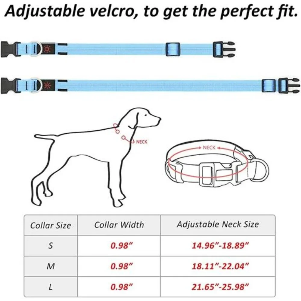 Led Dog Collar, Rechargeable Light Up Collar Waterproof, Blue